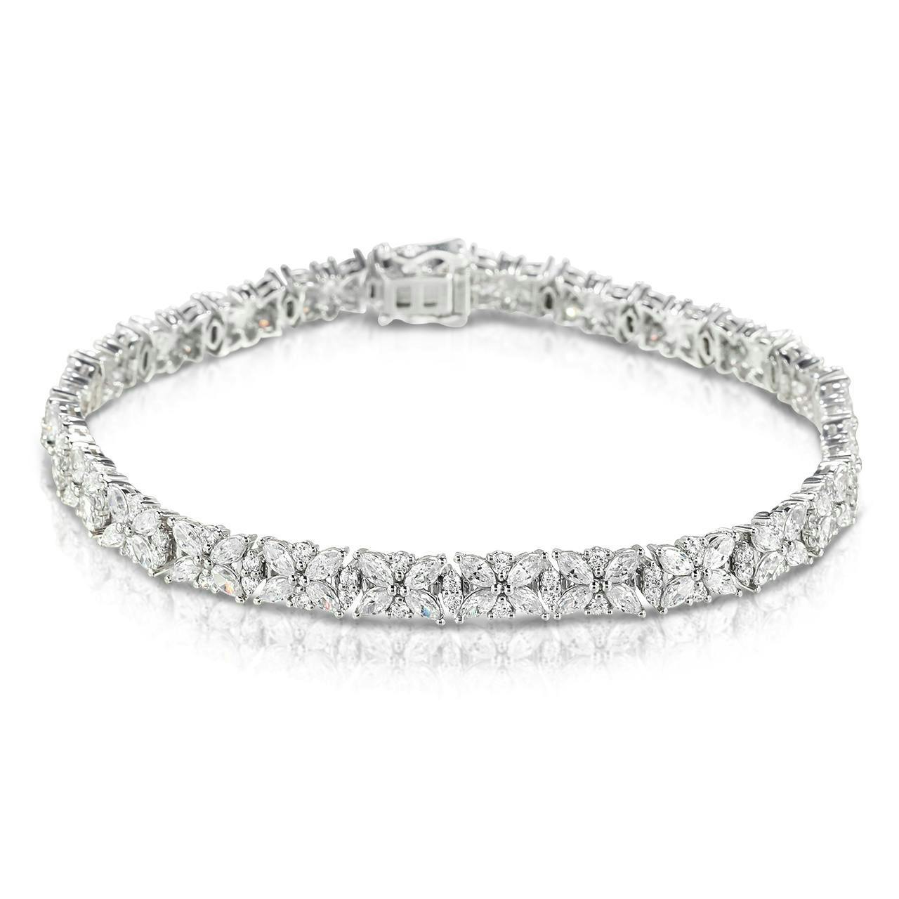 18K white gold natural diamond bracelet butterfly shape marquise diamond