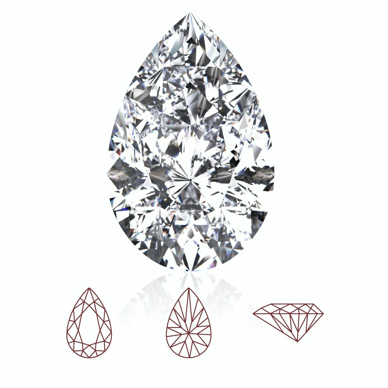 Pear cut among different types of diamond cut from different angles
