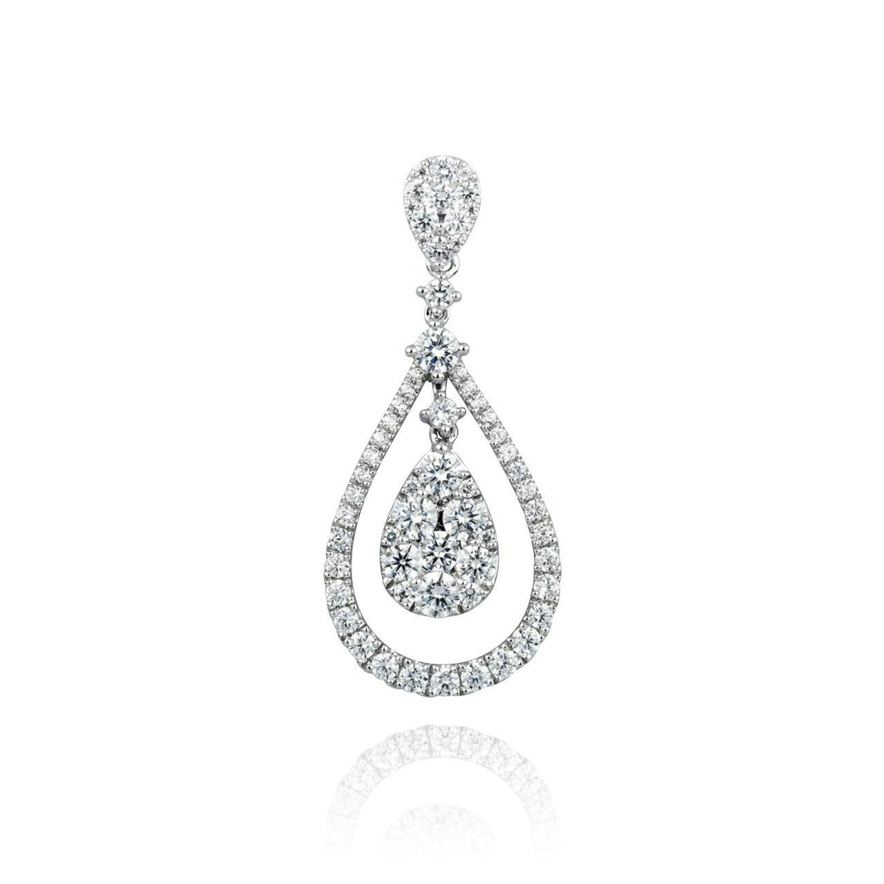 18k white gold diamond pendant drop shape natural diamond