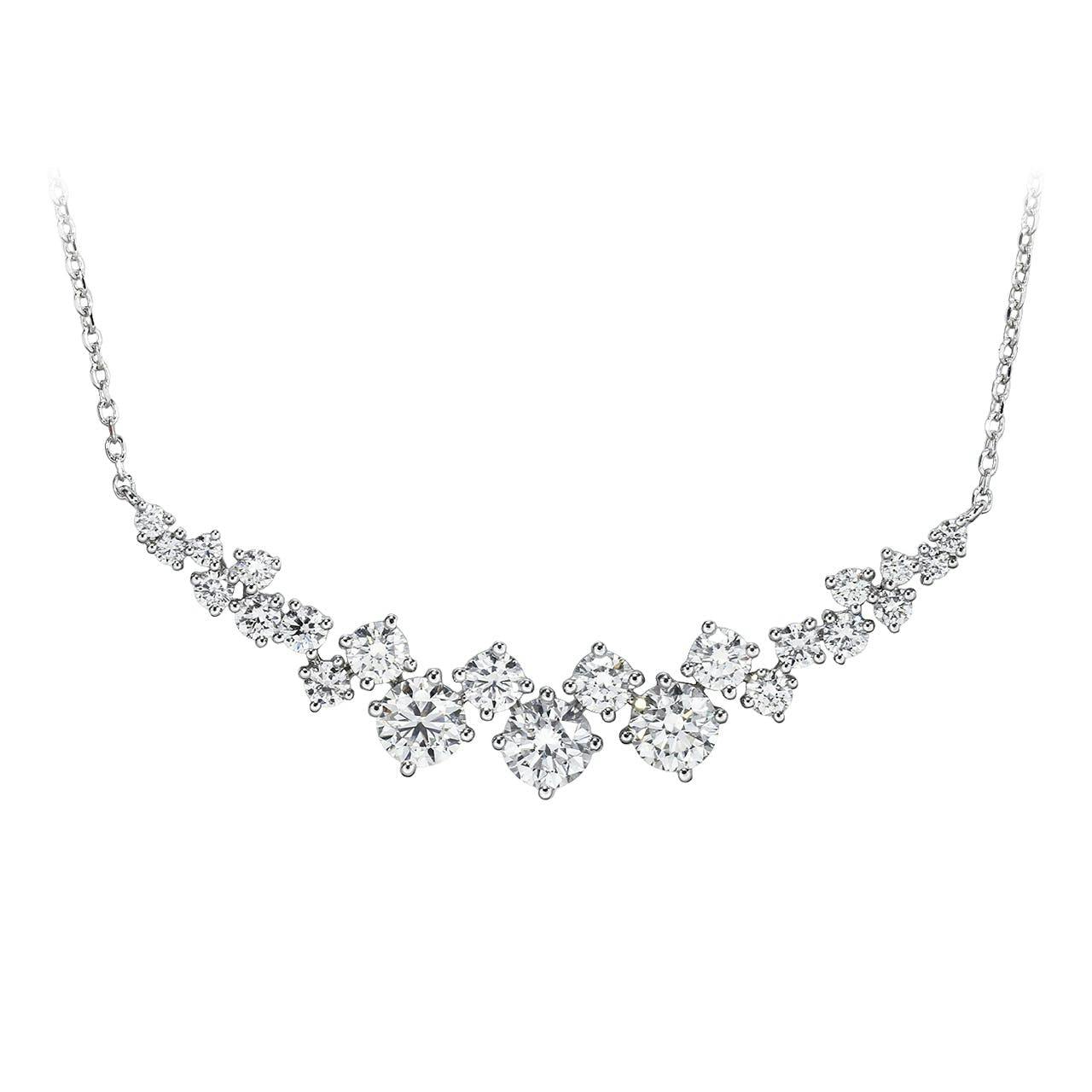 18k white gold natural diamond necklace alternating round diamond