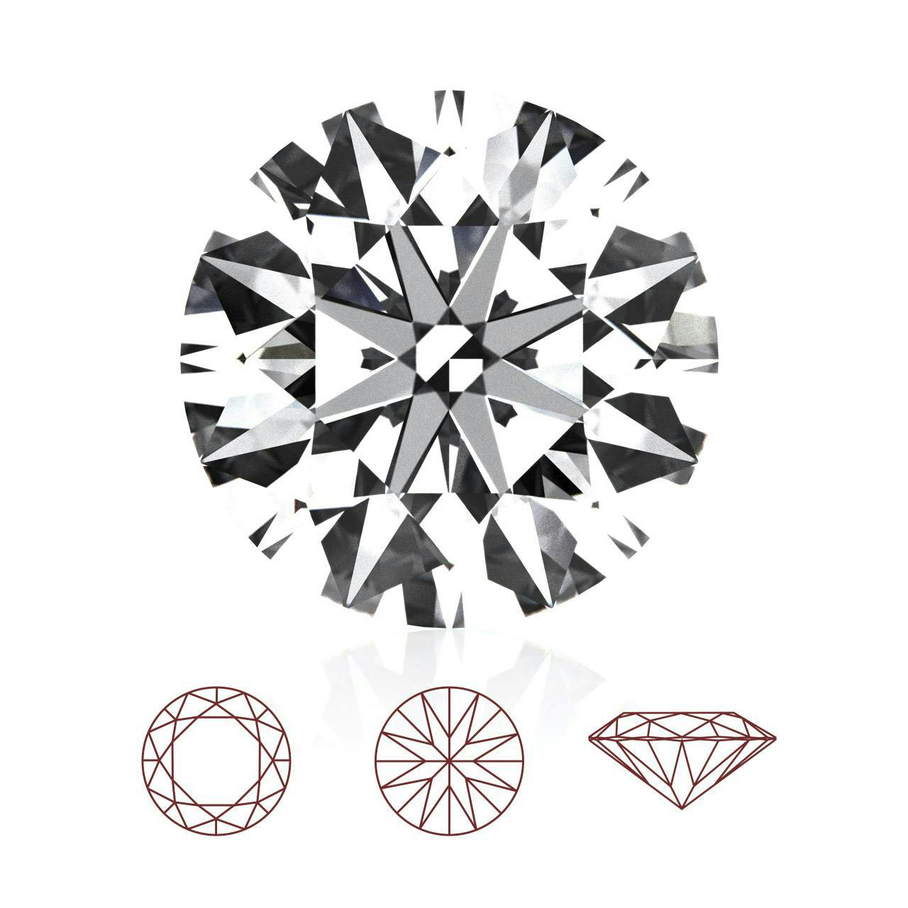 Round brilliant cut among different types of diamond cut from different angles