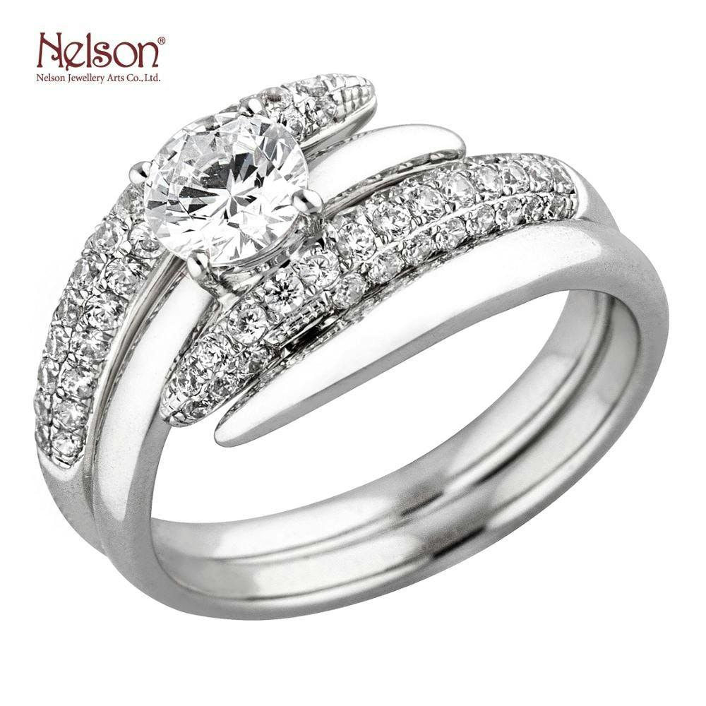 18K 白黃玫瑰金鑽石結婚求婚戒指 釘鑲 密鑲
