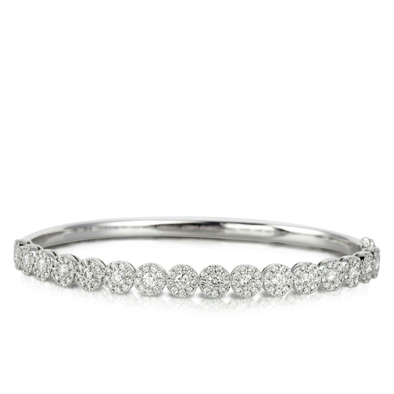 18k white gold natural diamond bangle bracelet