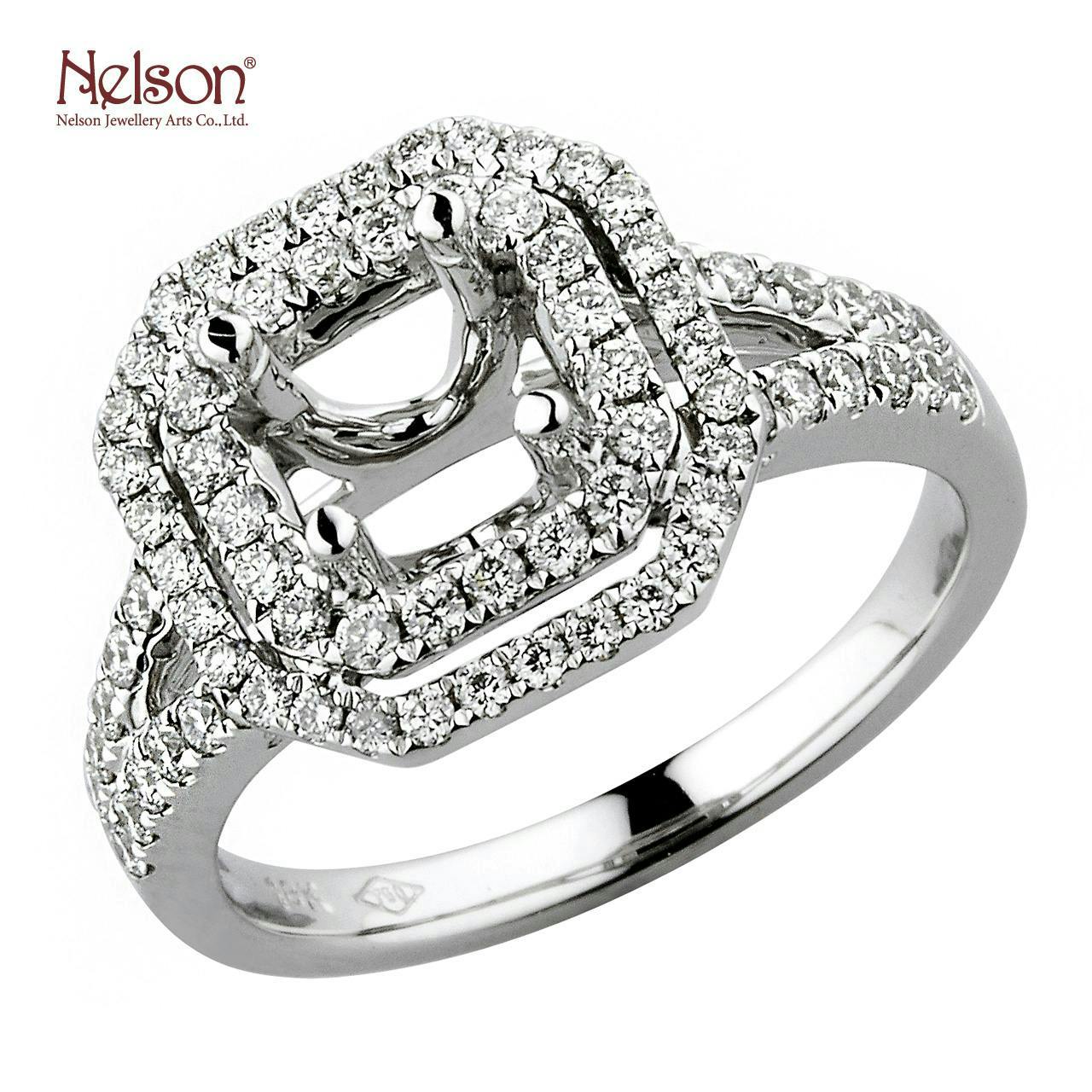 18K 白黃玫瑰金鑽石結婚求婚戒指 光環設計
